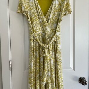 Boden Yellow and White Floral Midi Dress